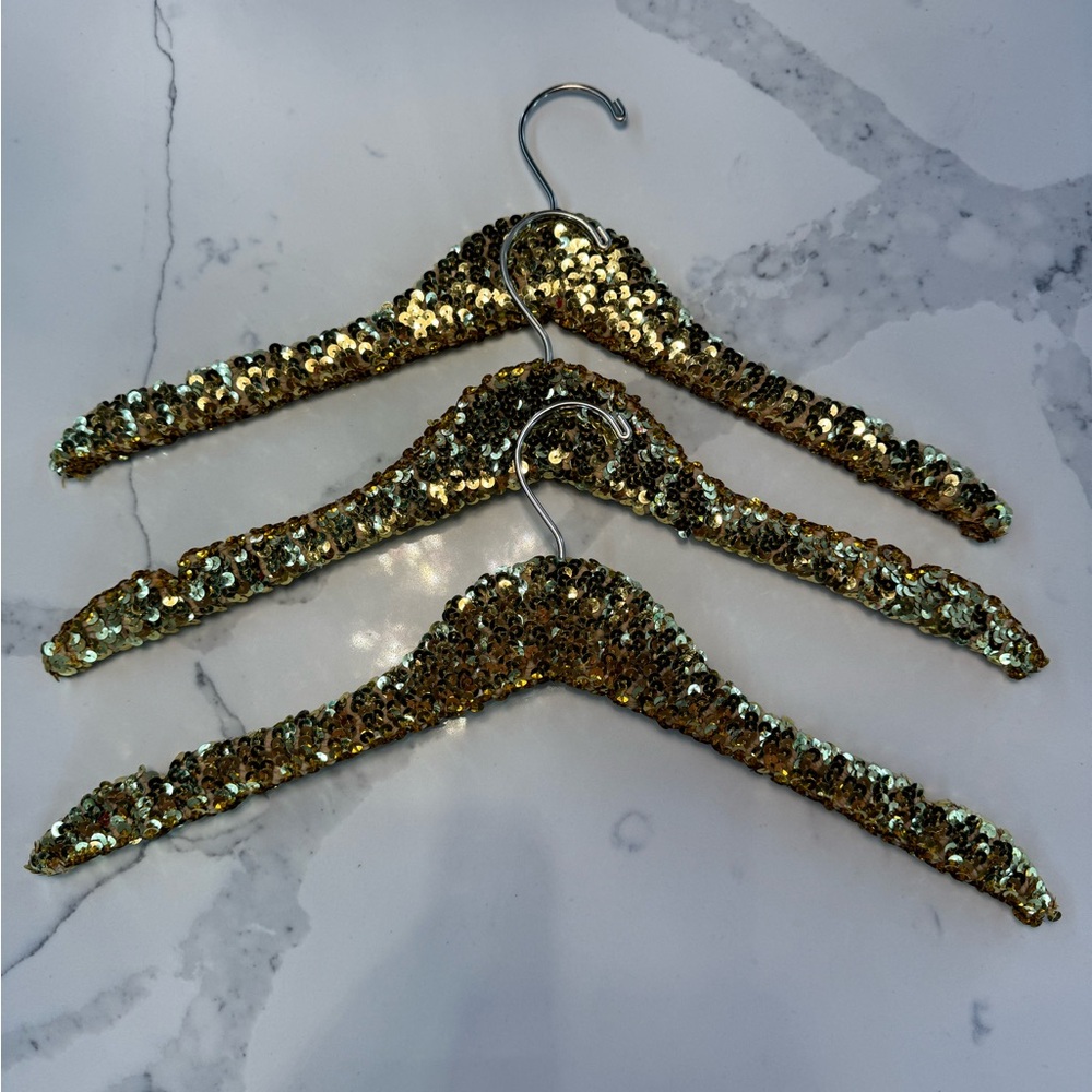 Gold Sequins Hangers, Set of 3